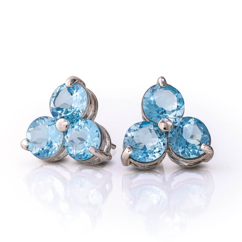 Brilliant Blue Topaz Stud Earring