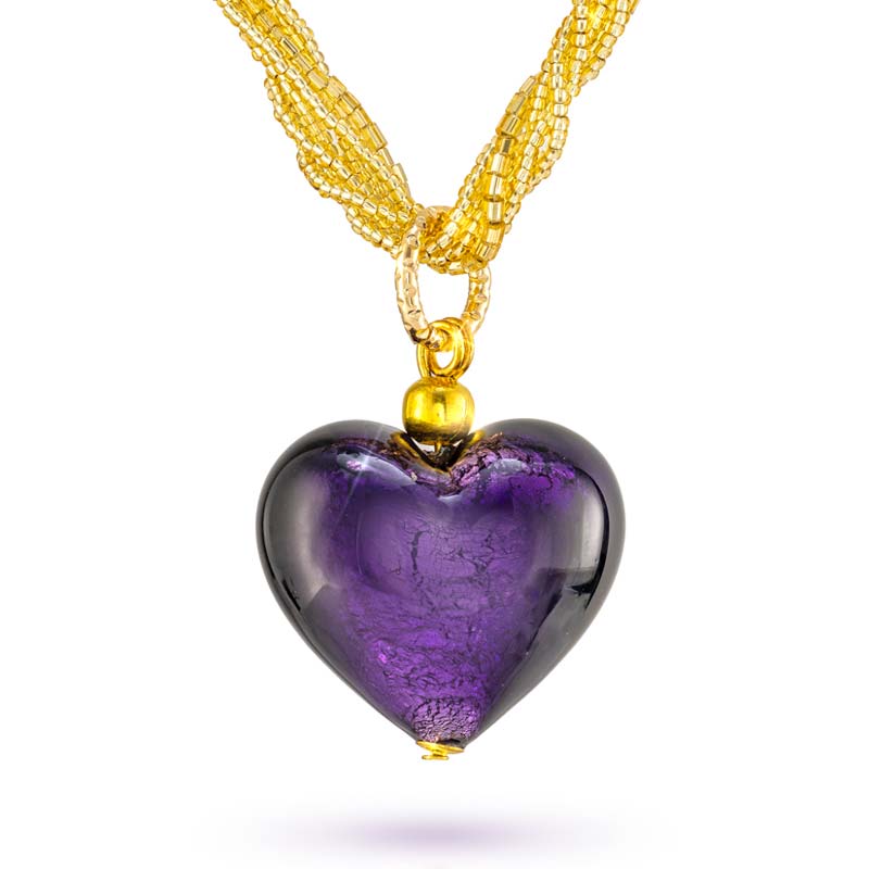 Venetian Purple Heart Pendant & Chain