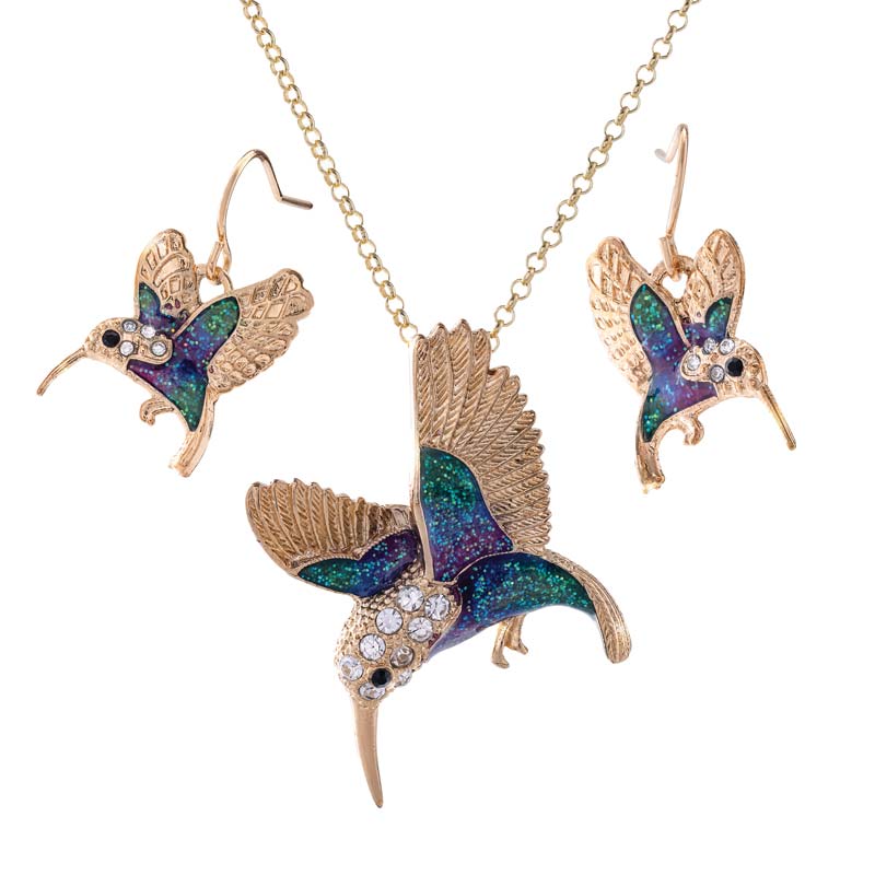 Nature's Wonder Hummingbird Necklace & Earrings