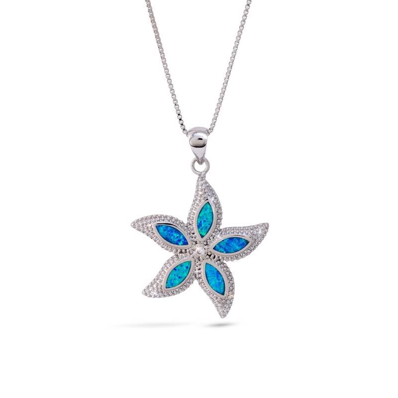Caribbean Blue Opal Necklace (Starfish)