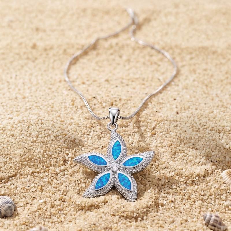 Caribbean Blue Opal Necklace (Starfish)