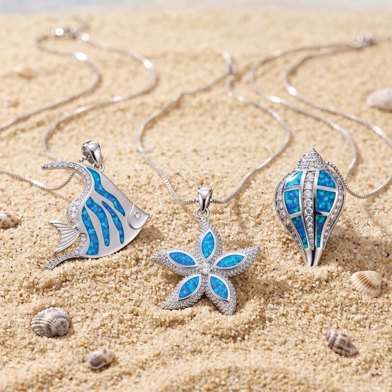 Caribbean Blue Opal Necklace (Set of All 3)