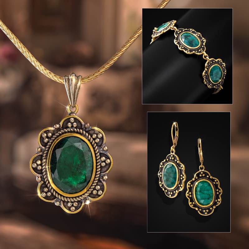Noble Muse Emerald (pendant, chain, earrings and bracelet)