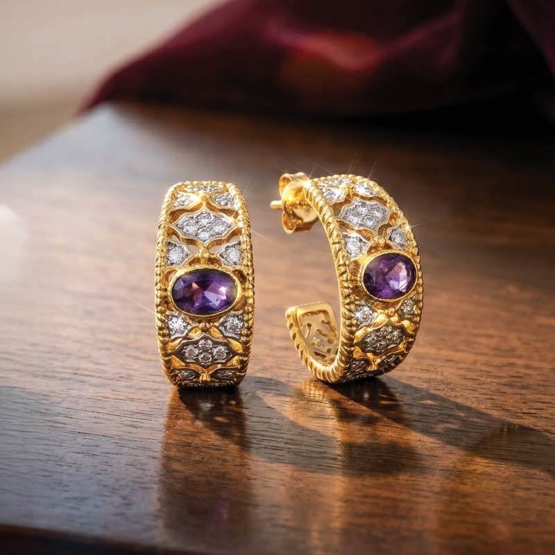 Amethyst Intrigue Filigree Ring and Earrings
