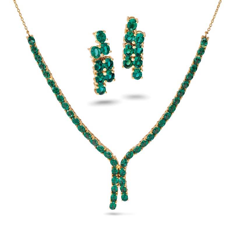 Scienza Emerald Cascade Lariat Necklace & Earrings