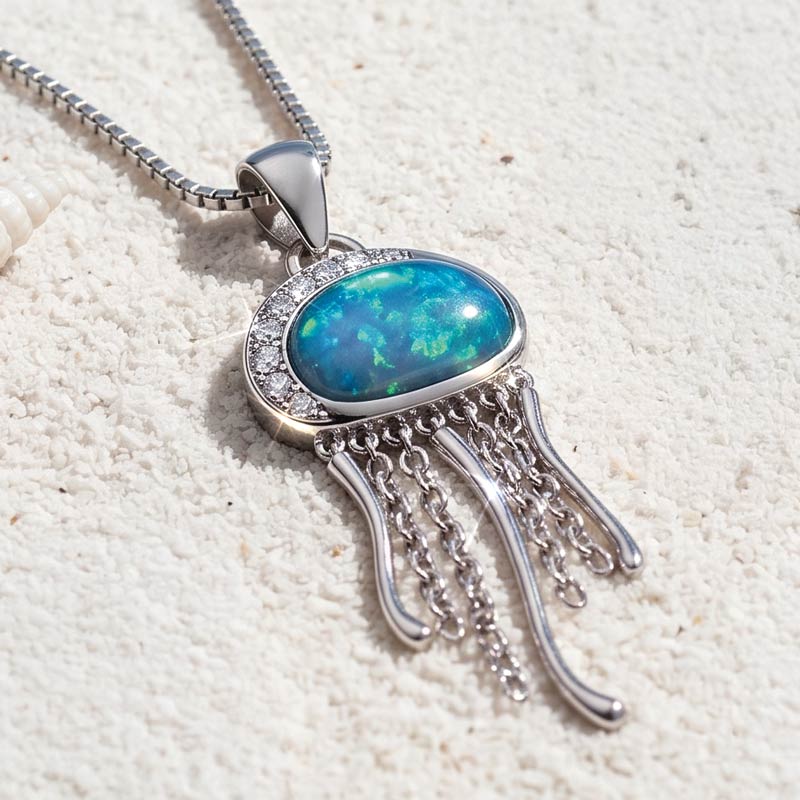 Caribbean Blue Opal Collection Necklace (Jellyfish)