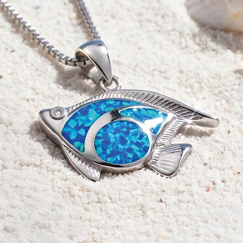 Caribbean Blue Opal Collection Necklace (Fish)