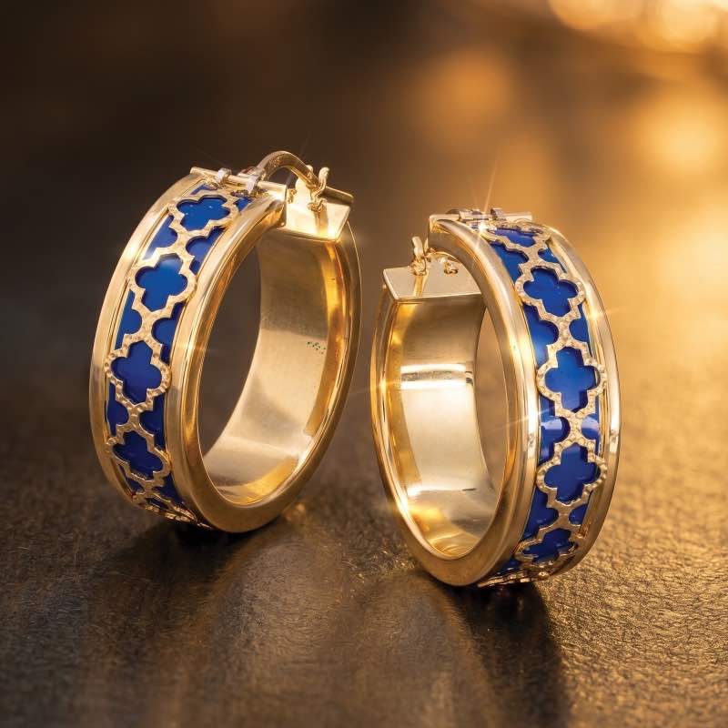 Bella Fortuna Enamel Hoop Earrings (blue)