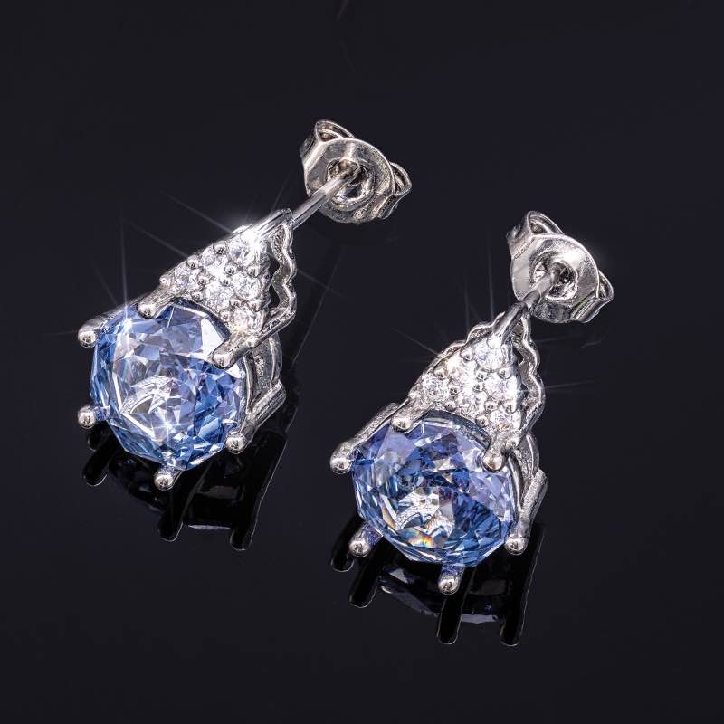 Blue Twilight Double Asscher Earrings