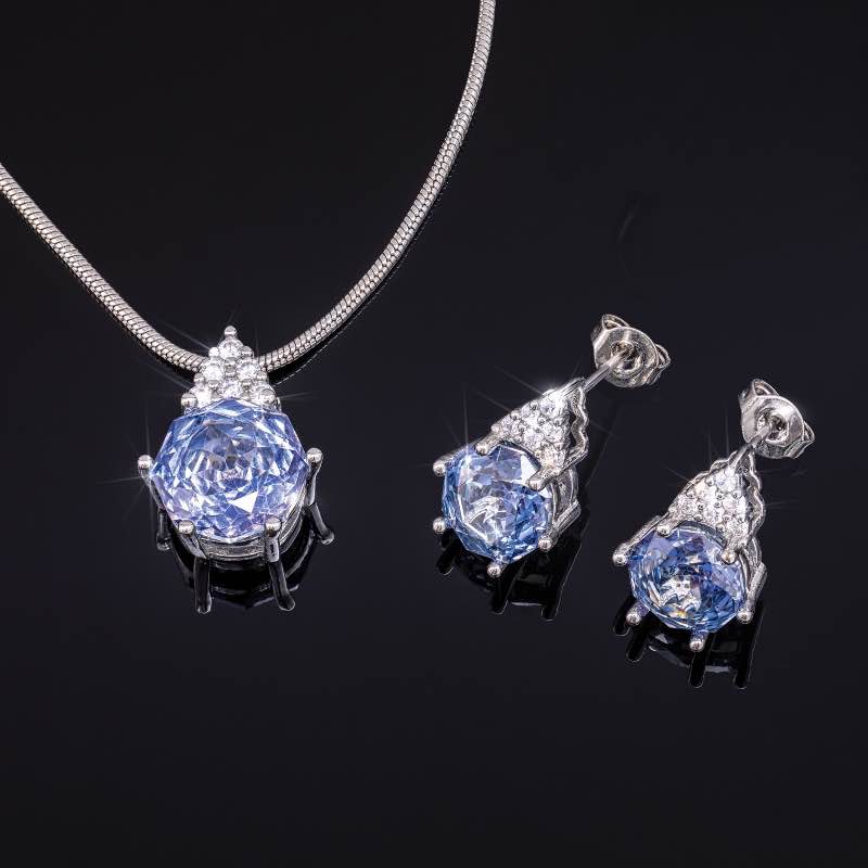 Blue Twilight Double Asscher Necklace & Earrings