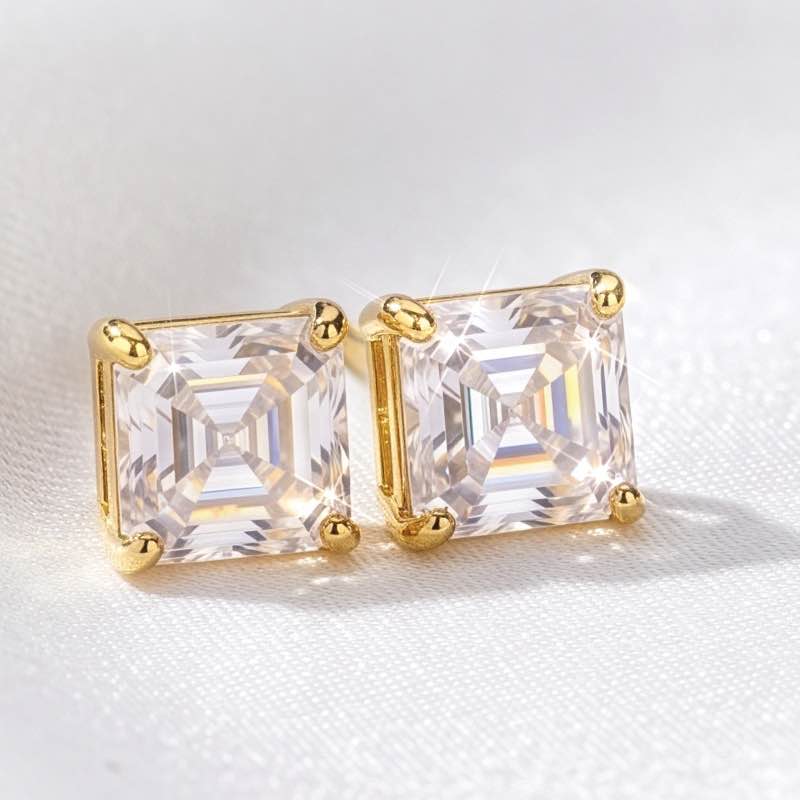 Park Avenue Moissanite Earrings --14k Gold Finish