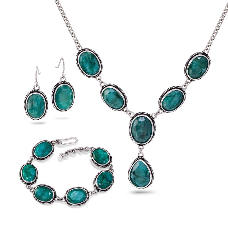 Emerald Green Carnaval Necklace, Bracelet & Earrings