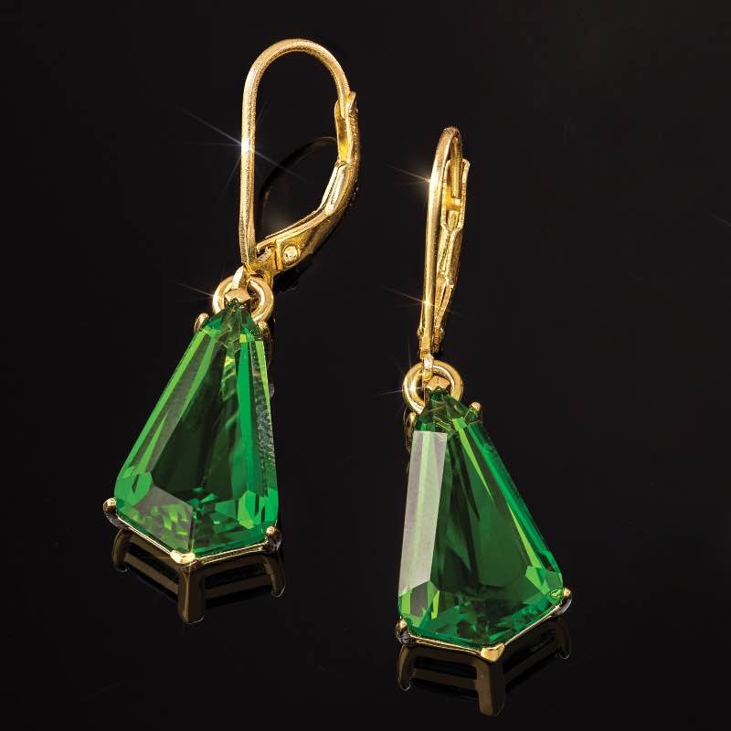 Helenite Green Fire Kite Earrings