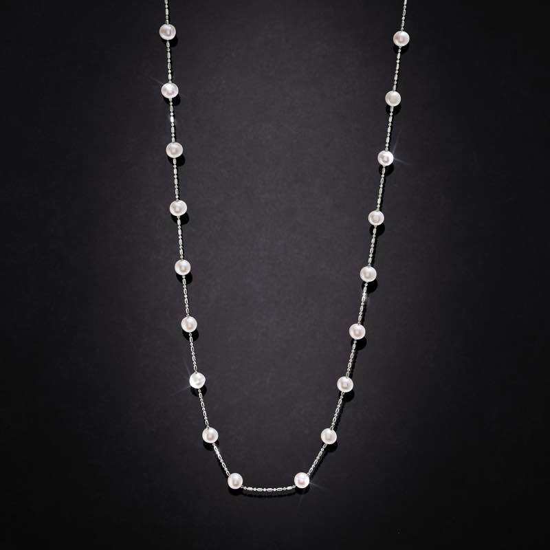 Duet Pearl Necklace (Rhodium-Finished)