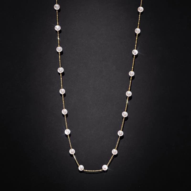 Duet Pearl Necklace (Yellow Gold-Finished)