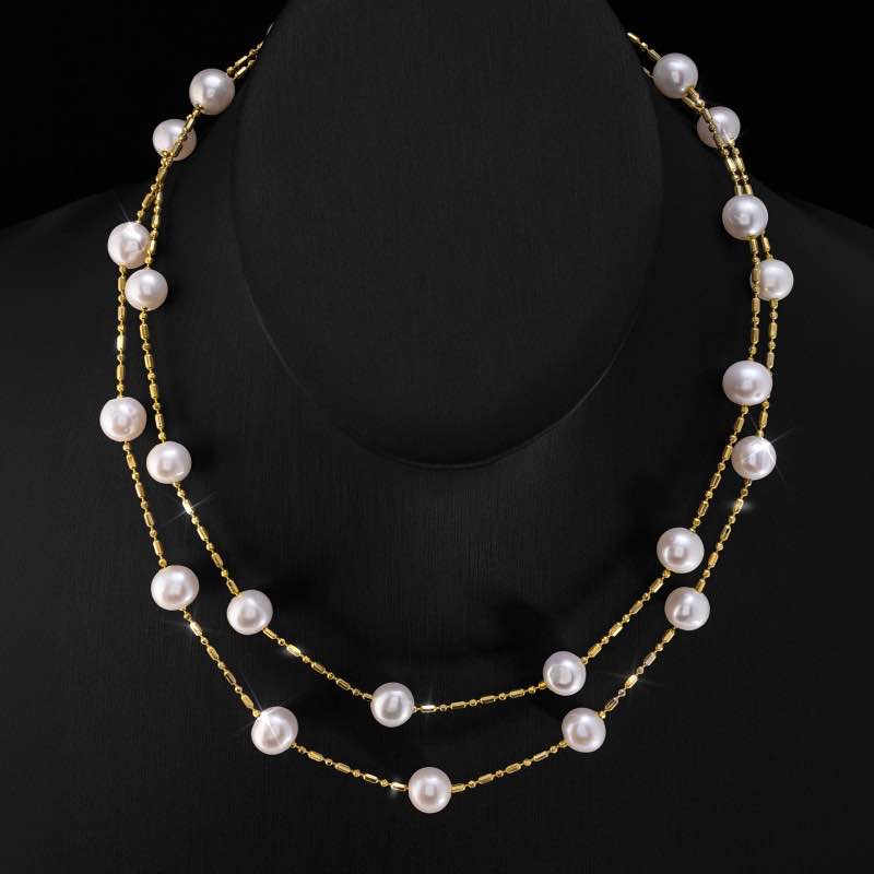 Duet Pearl Necklace (Yellow Gold-Finished)