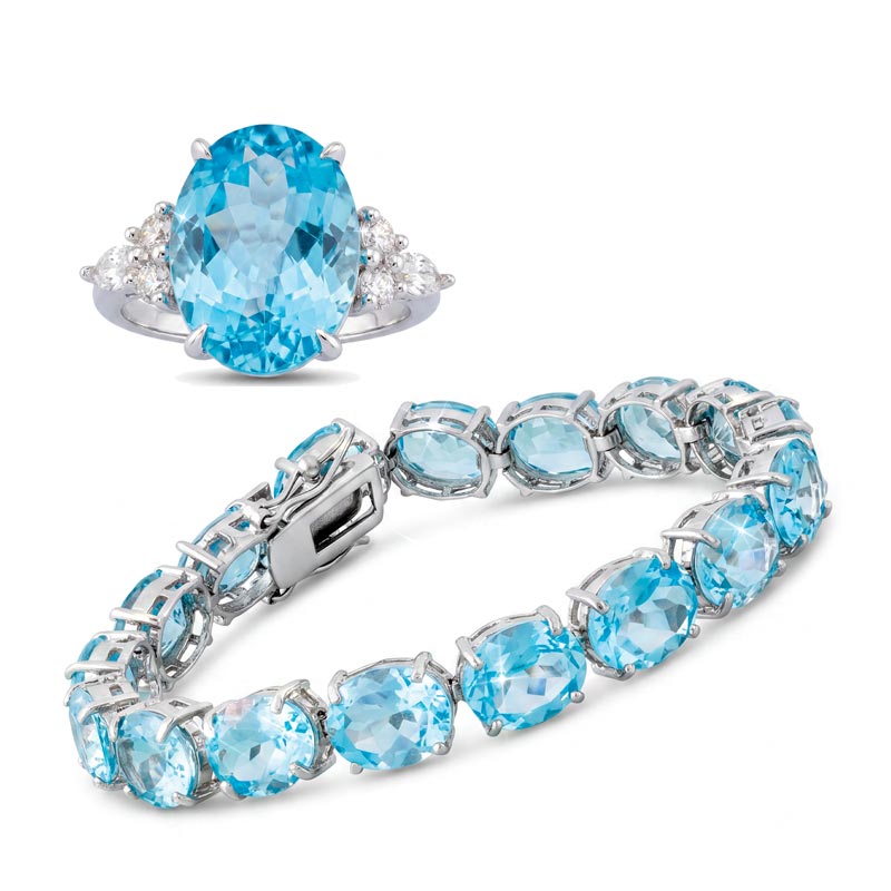 Blue Topaz Statement Ring and Bracelet