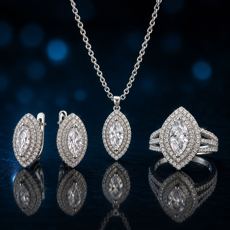 Mirador Marquise DiamondAura Ring, Necklace and Earrings