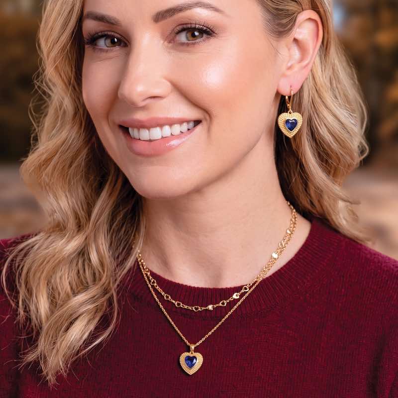 Lab-created Sapphire Heartline Earrings