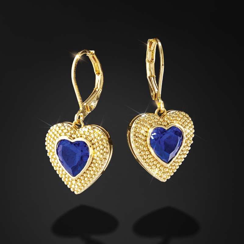 Lab-created Sapphire Heartline Earrings