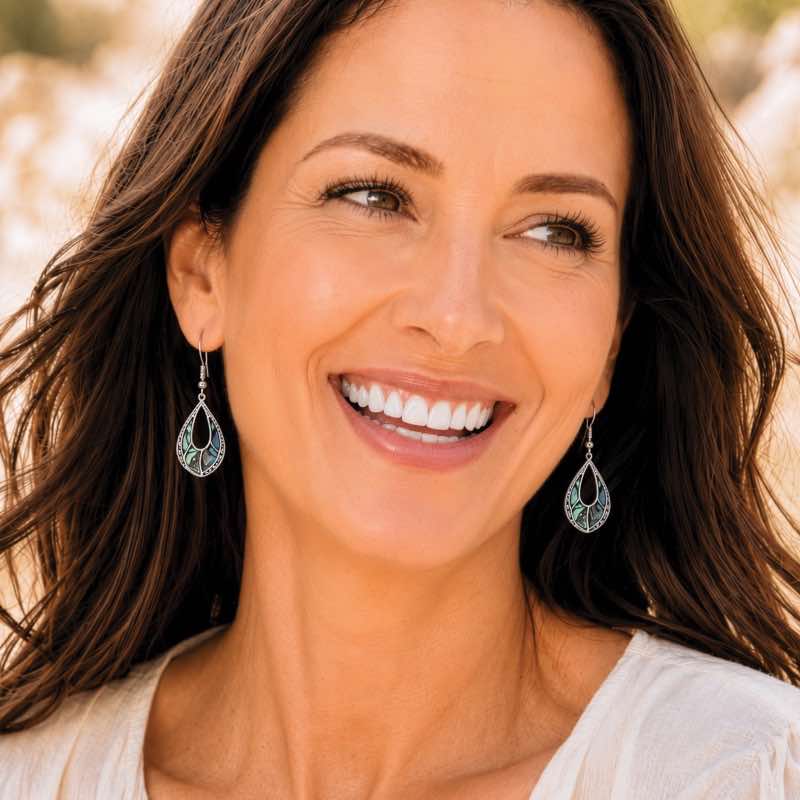 Bali Sea Light Abalone Earrings