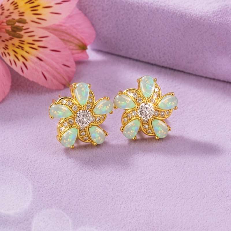 Lab-Opal Wildflower Earrings