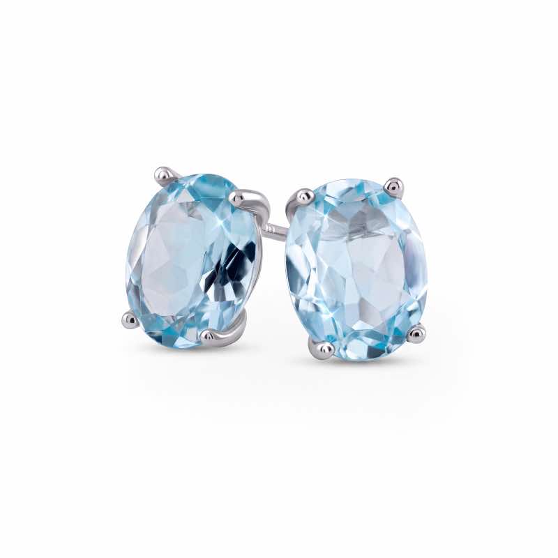 Horizon Gemstone Stud Earrings (Blue Topaz)