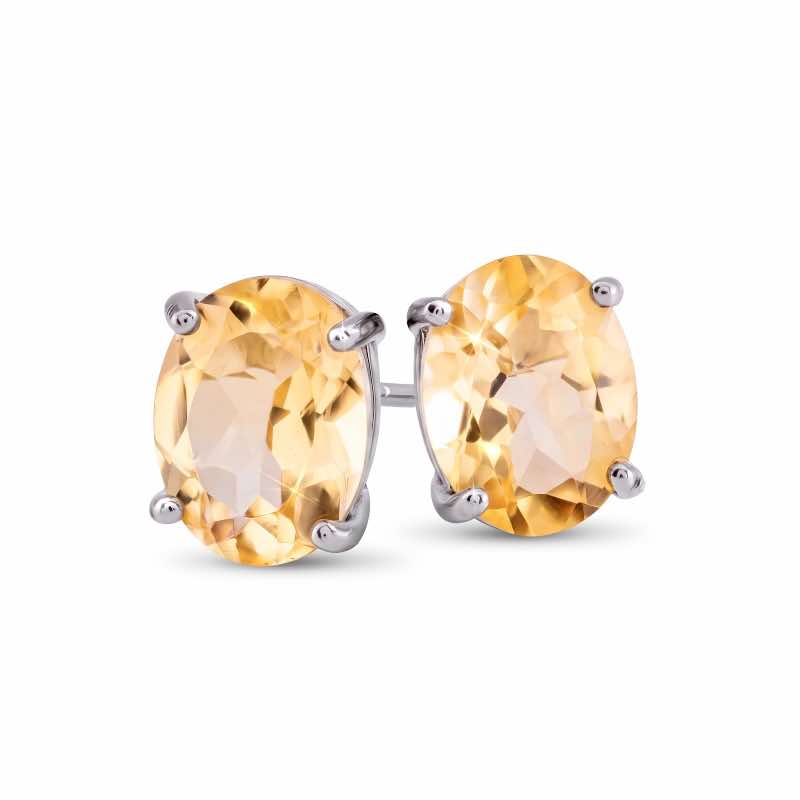Horizon Gemstone Stud Earrings (Citrine)