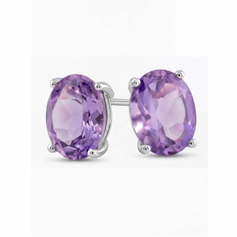Horizon Gemstone Stud Earrings (Amethyst)