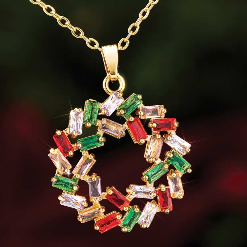 Christmas Wreath Necklace & Earrings