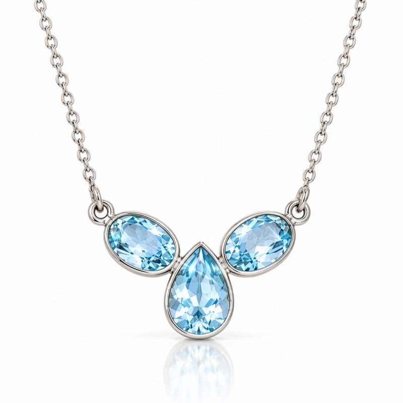 Blue Topaz Trilogy Necklace