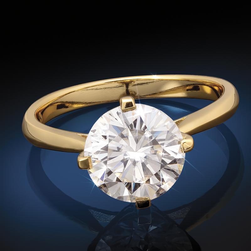 Yellow Gold-Finished Sterling Silver Moissanite Solitaire Ring (2 carat)
