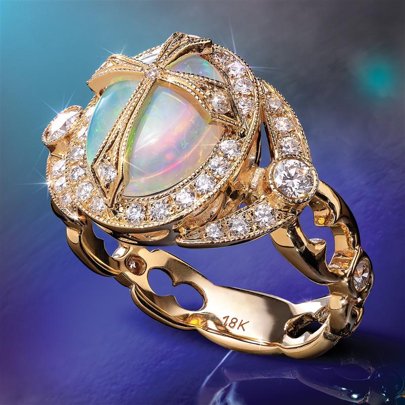 18K Gold Opal & Diamond Stauropolis Ring