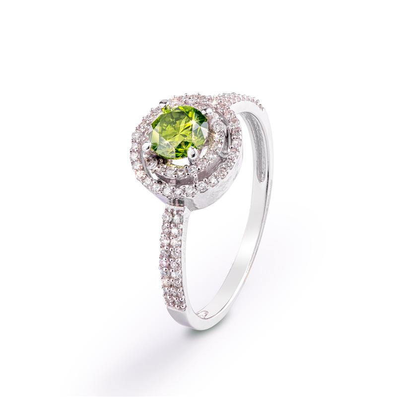 Green Diamond Double Halo Ring (.80 ctw)