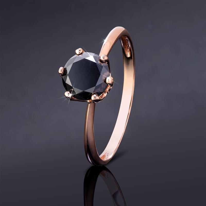 Noire Black Diamond Solitaire Ring 1ct. (Rose Gold-finished Sterling Silver)