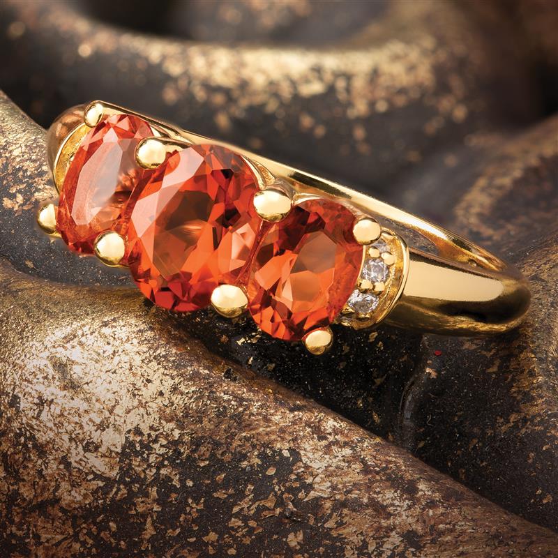 6.5mm Round Cut Sunstone Bezel Set Engagement Ring Orange Gemstone Birthday  Gift for Women Girls Lucky Stone Ring - Oveela Jewelry