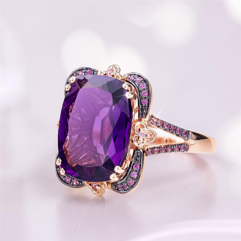 14k Rose Gold Amethyst and Pink Sapphire Ring