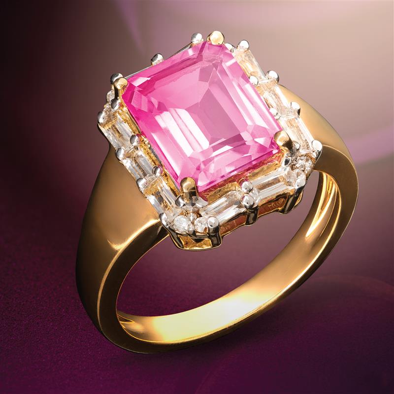 Pink and White Topaz Ring