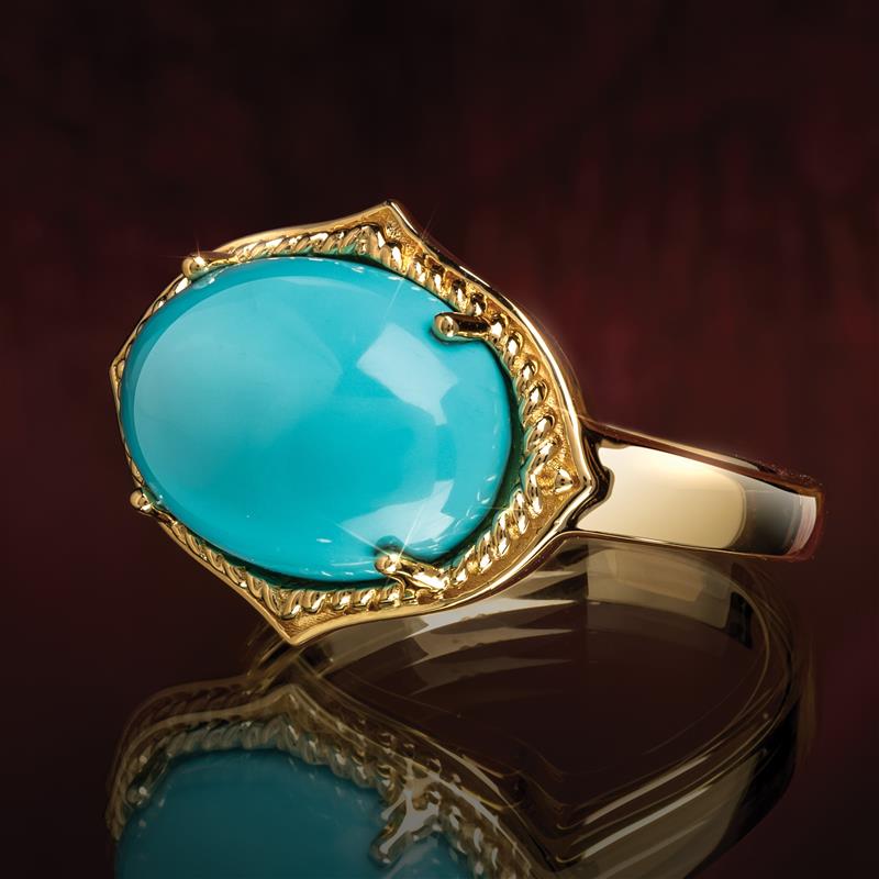 14K Yellow Gold Sleeping Beauty Turquoise Ring