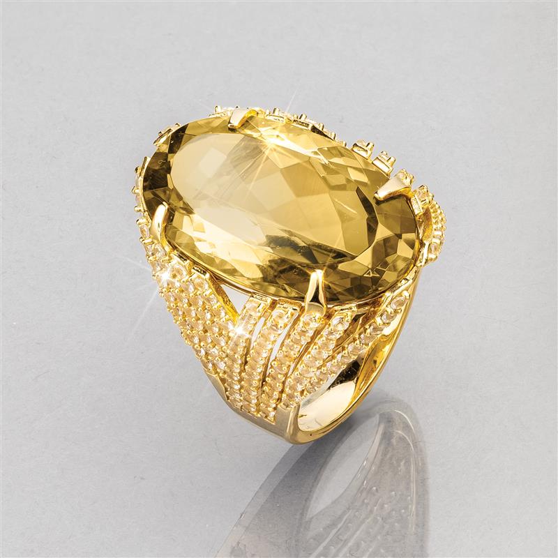 18K Yellow Gold Vermeil Citrine & White Topaz Ring