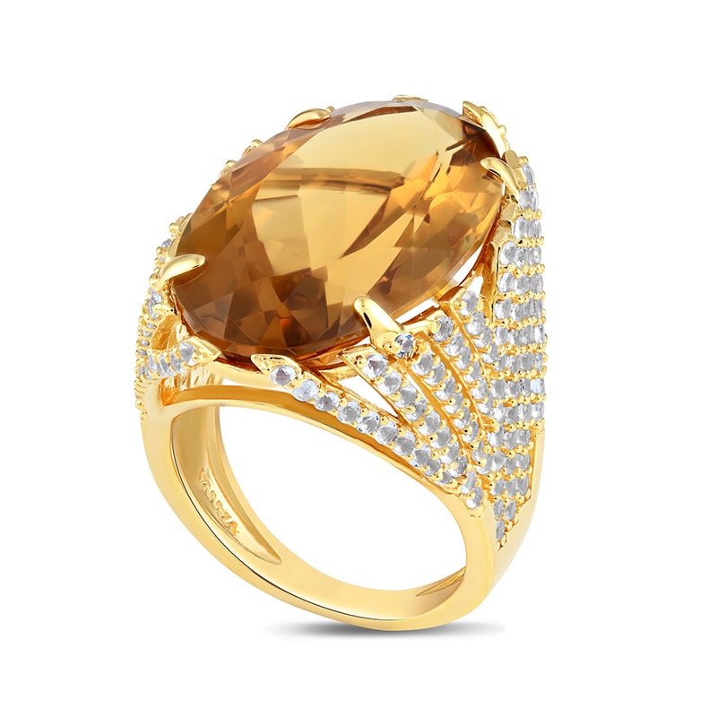 18K Yellow Gold Vermeil Citrine & White Topaz Ring