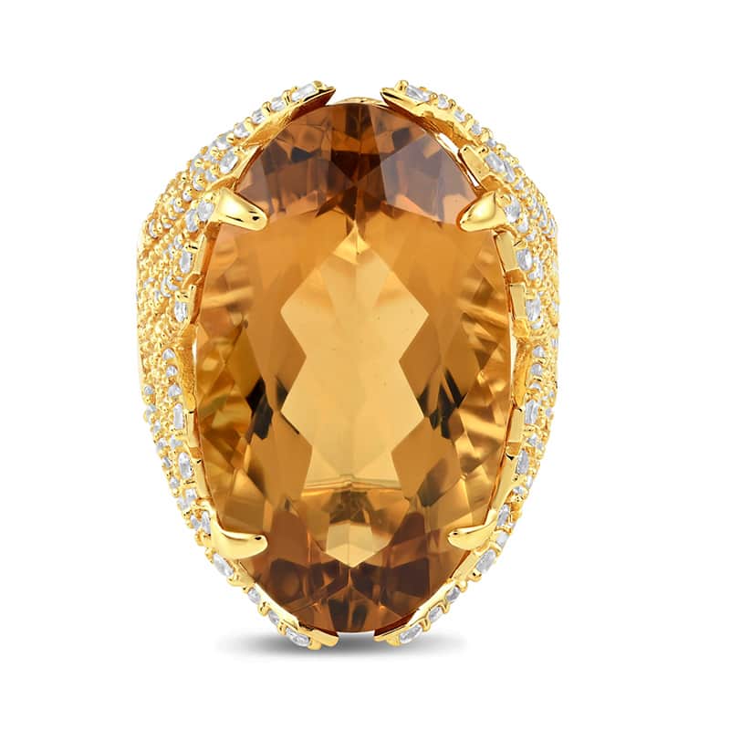 18K Yellow Gold Vermeil Citrine & White Topaz Ring