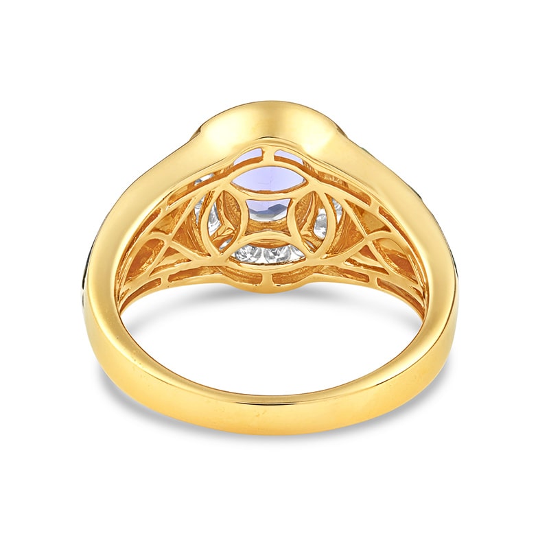 14K Yellow Gold Tanzanite and Opal Ring