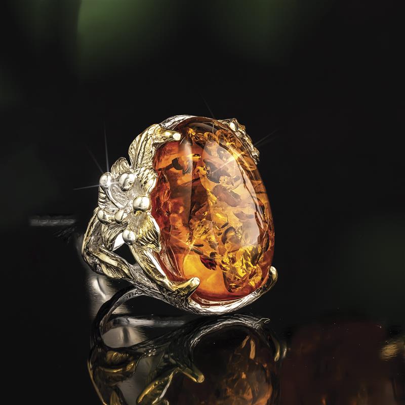 Sterling Silver Freeform Amber Ring