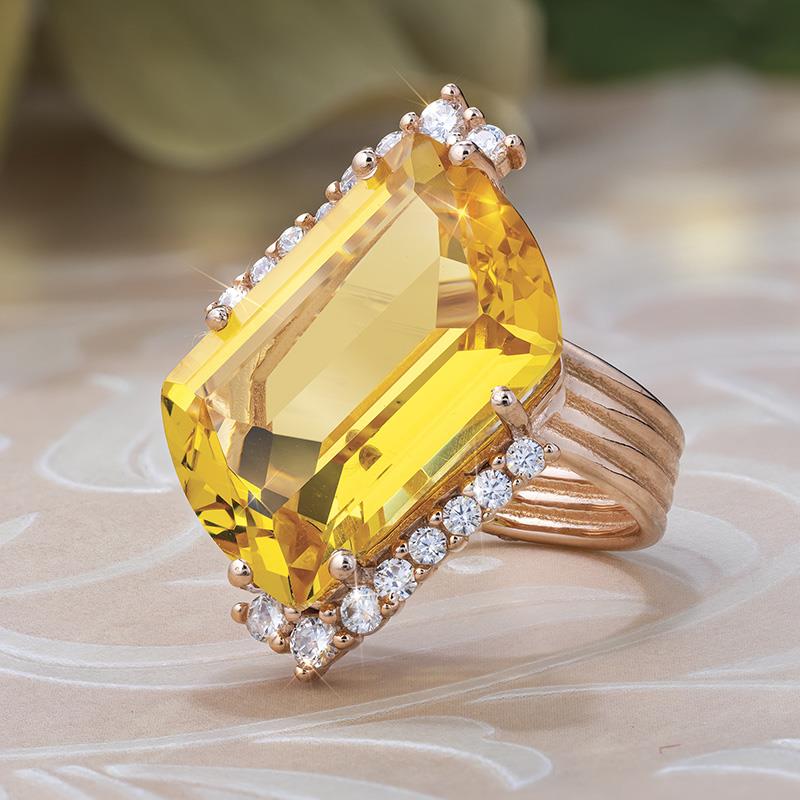 Yellow Helenite Oro Ring