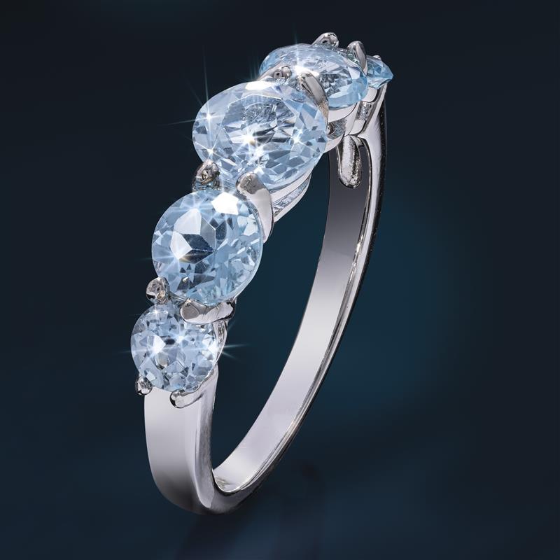 Celeste Sky Blue Topaz 5-Stone Ring