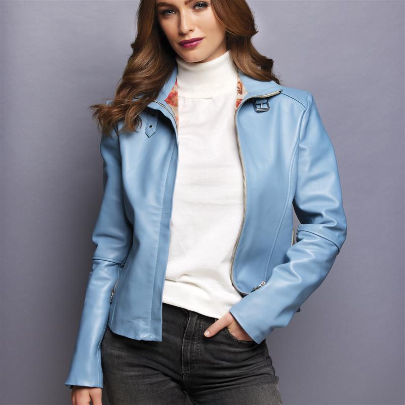 Torino Leather Jacket (Light Blue)
