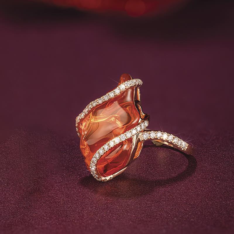 15 ct Big Opal Natural Fire Opal Ring 925 Silver (Chandi) Ring