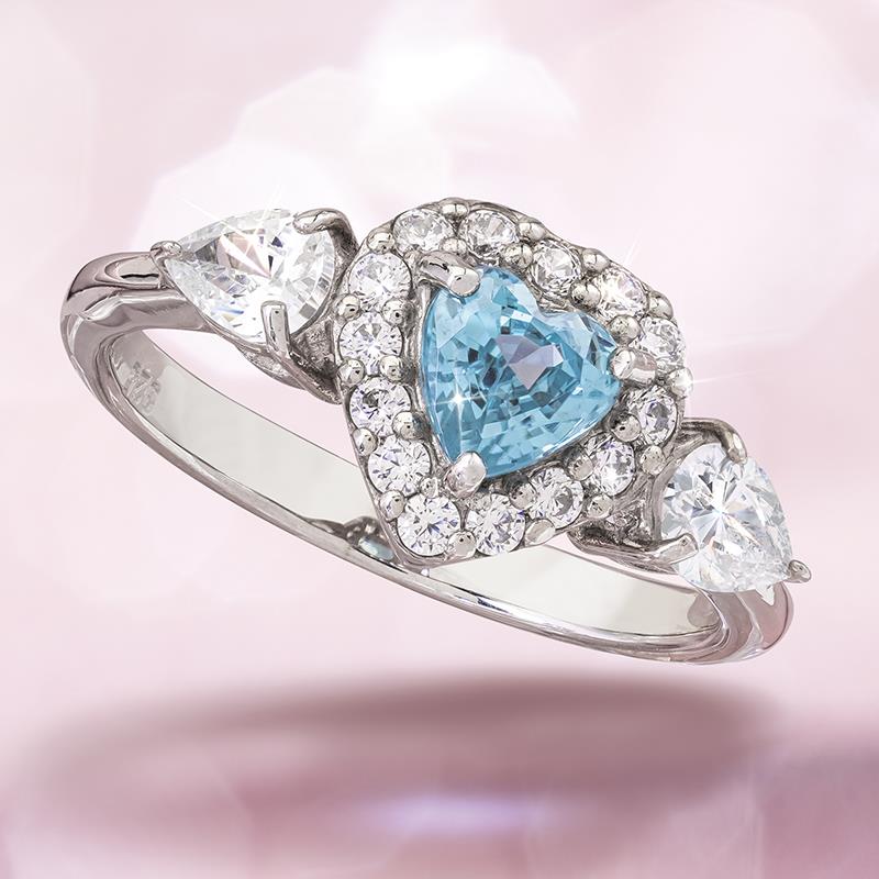 Sterling Silver Blue Zircon Heart Ring (2.58 ctw)
