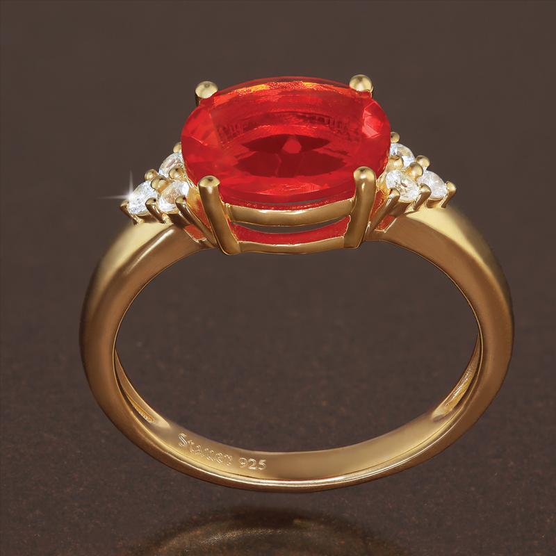 Fire Opal & White Sapphire Ring (1.76 ctw)